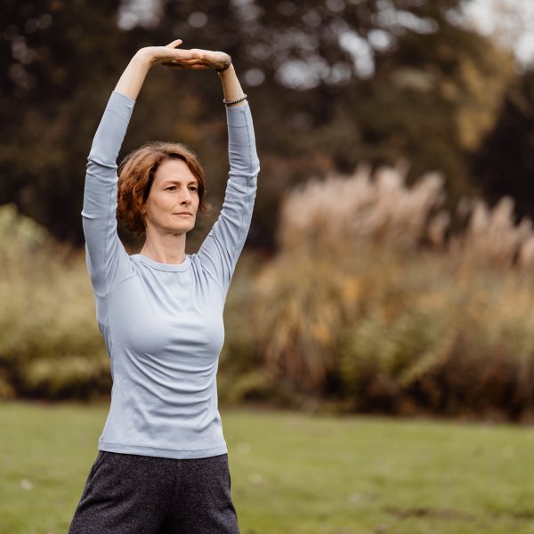 Den Himmel mit beiden Händen tragen, um den Dreifachen Erwärmer zu regulieren